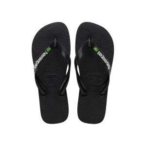 Brasil Logo Flip Flops By Havaianas, Black/Black