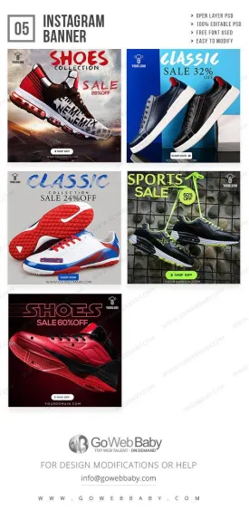 Instagram ad banners - Classic shoes for website marketing