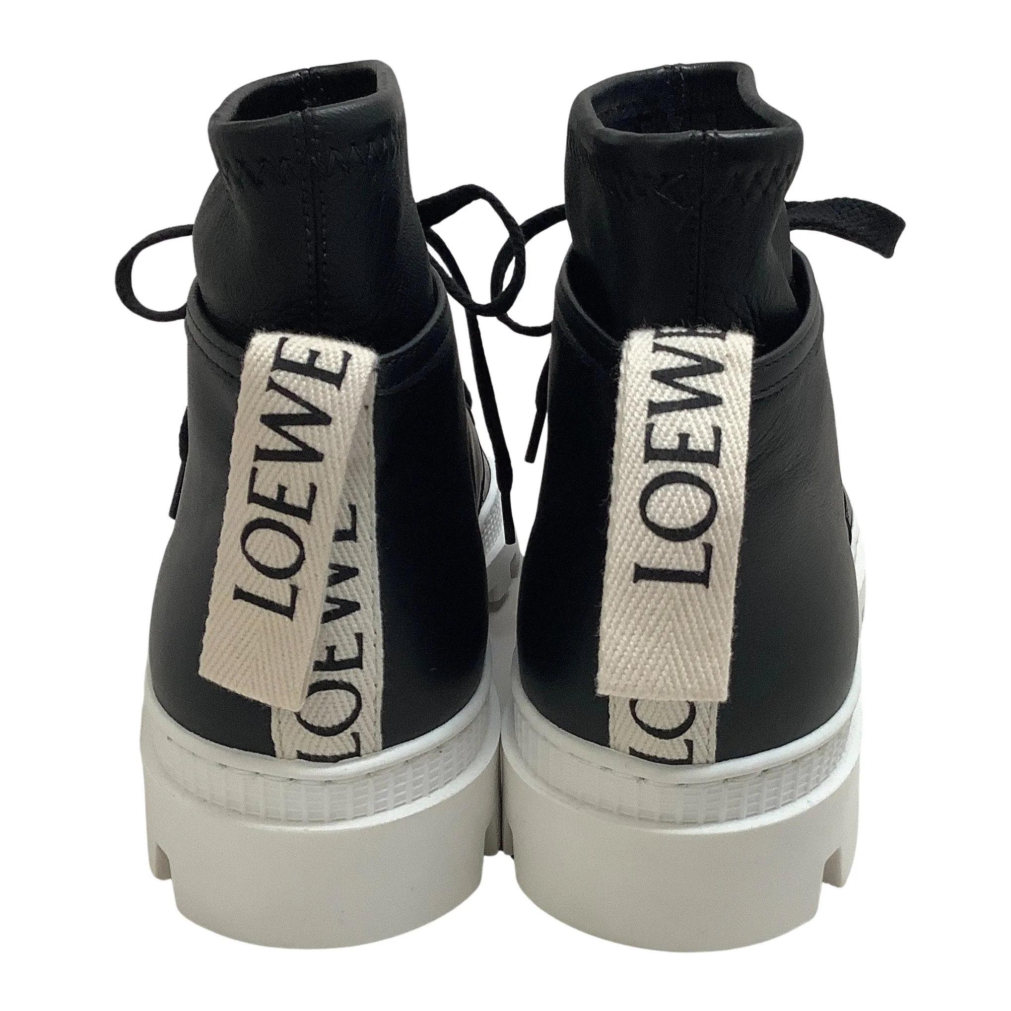 Loewe Black Leather Combat Sneaker Booties