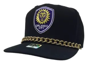 Orlando City SC Adidas WOMEN Black with Chain Snapback Flat Bill Hat Cap