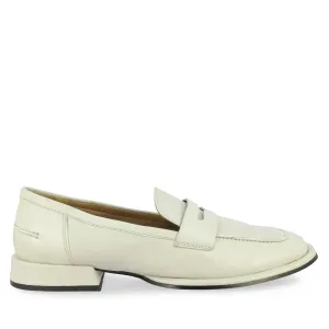 Saint Carla Off White Leather Saddle Strap Moccasins