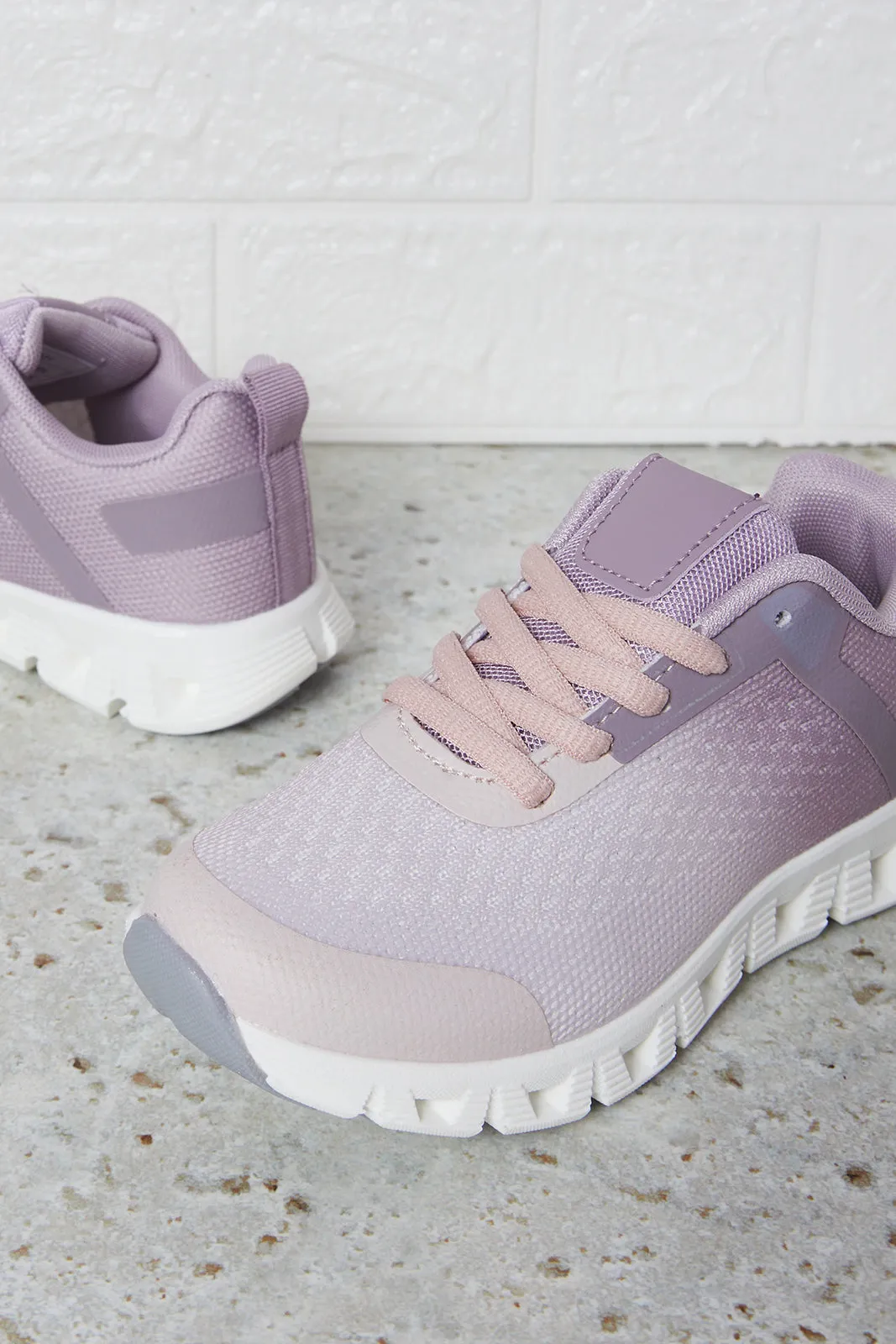 Senior Girls Purple And White Lace-Up Trainer