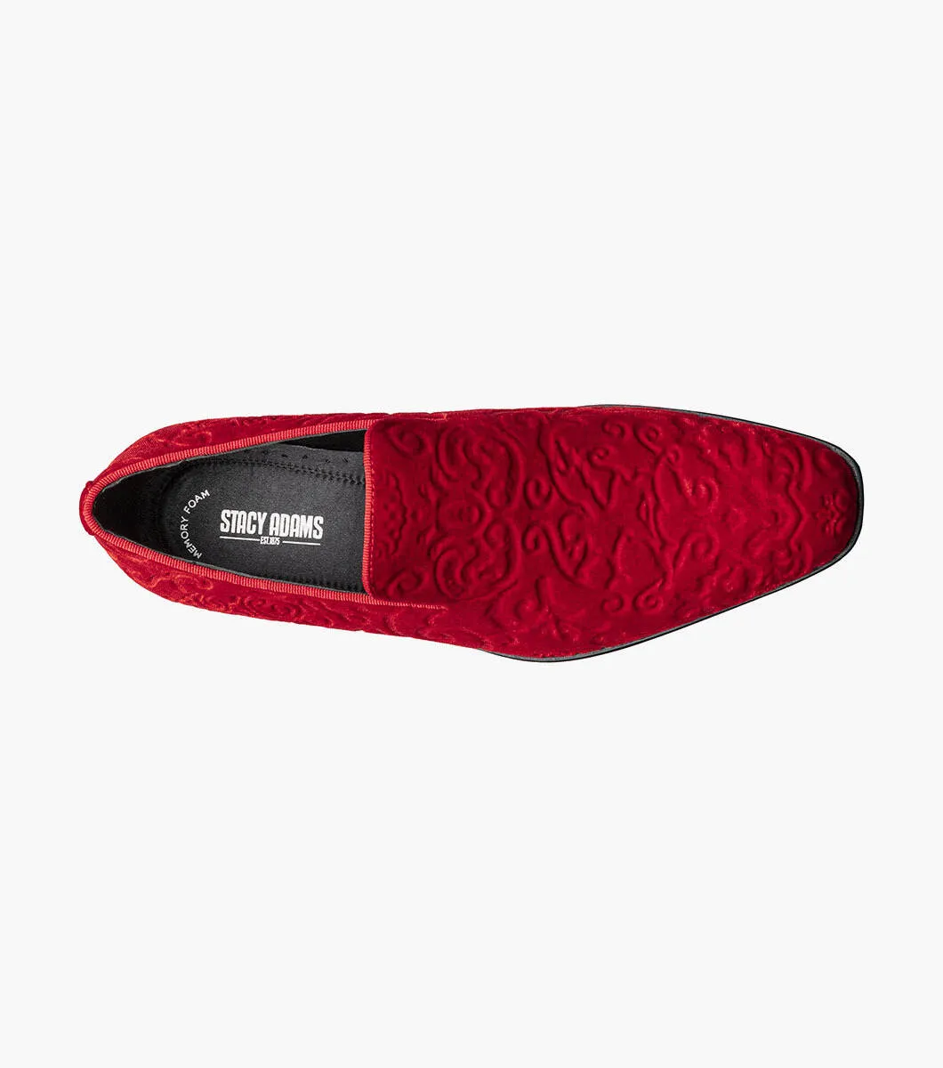 Stacy Adams Men's Saunders Debossed Velour Slip On