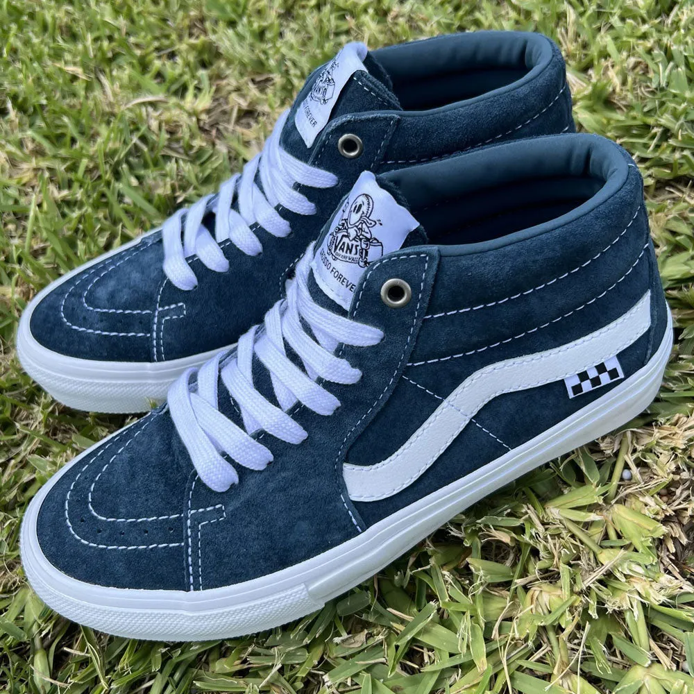 Vans Skate Grosso Mid Blue White Suede Shoes