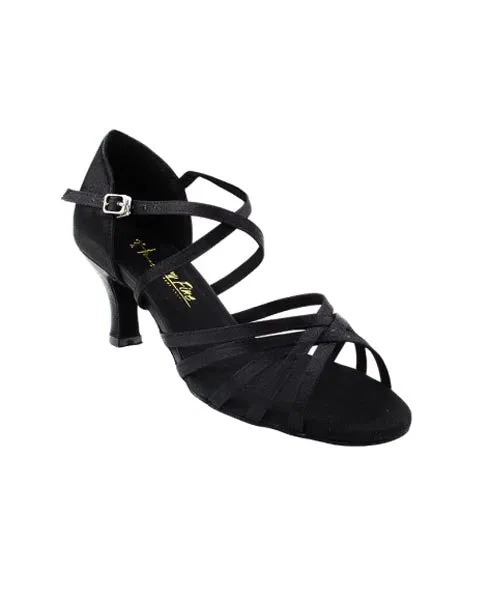 Very Fine 1613 2.5" Black Satin Ballroom Shoes