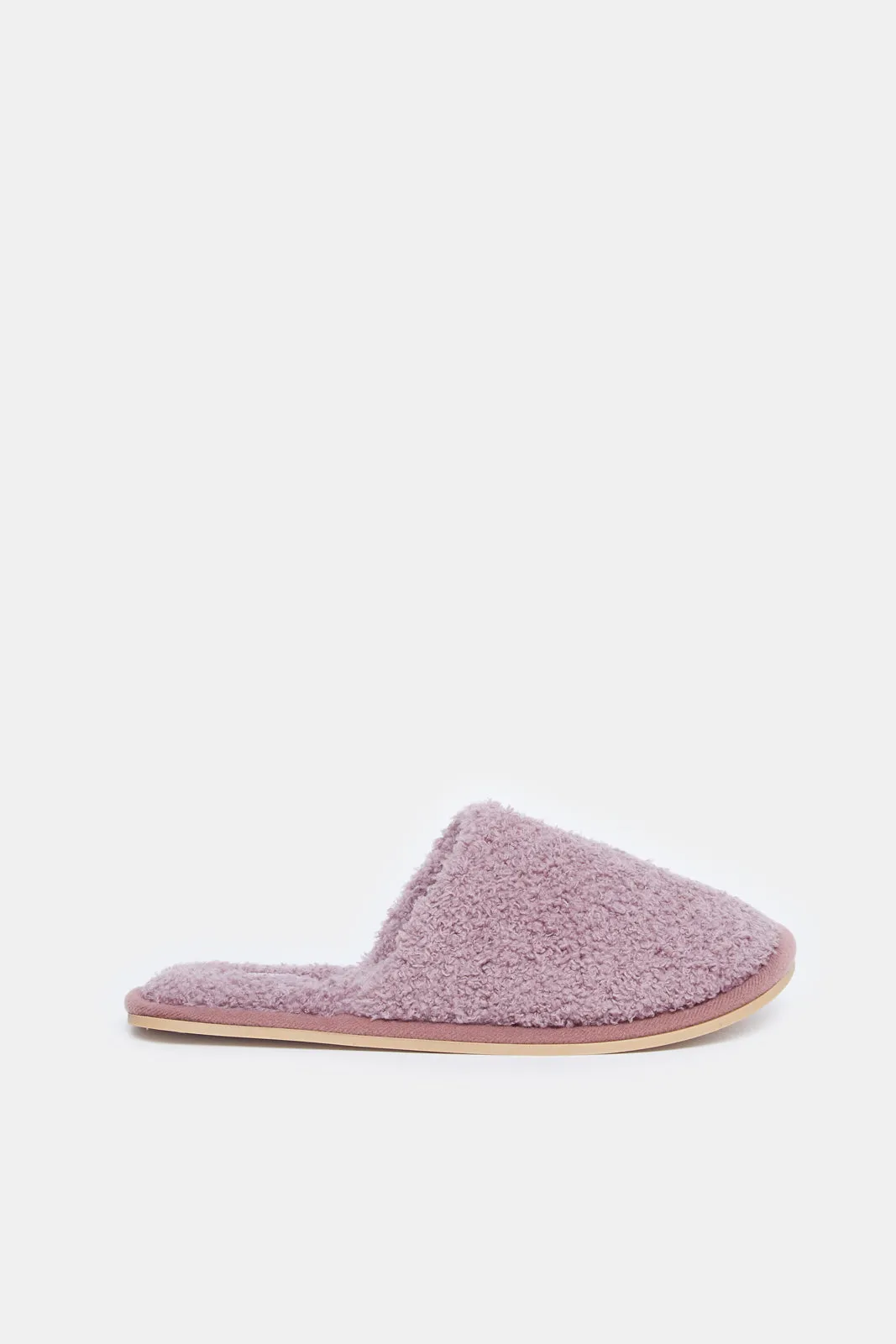 Women Pink Textured Sherpa Slipper